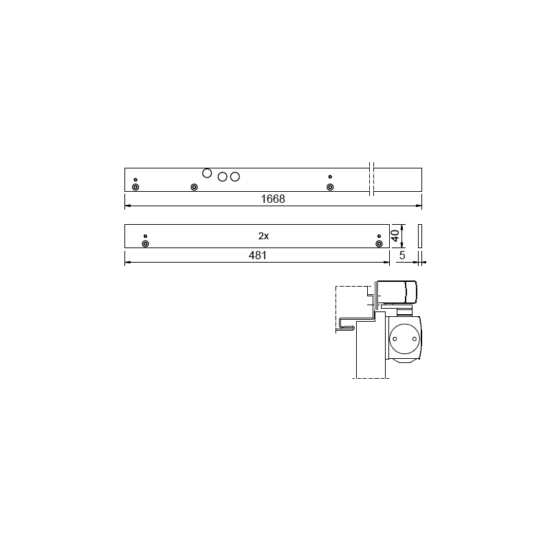 GEZE Montageplatte Gleitschiene TS 5000 ISM und E-ISM