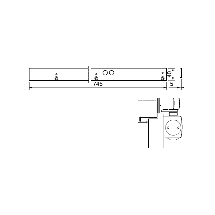 GEZE Montageplatte Gleitschiene TS5000 R-RFS