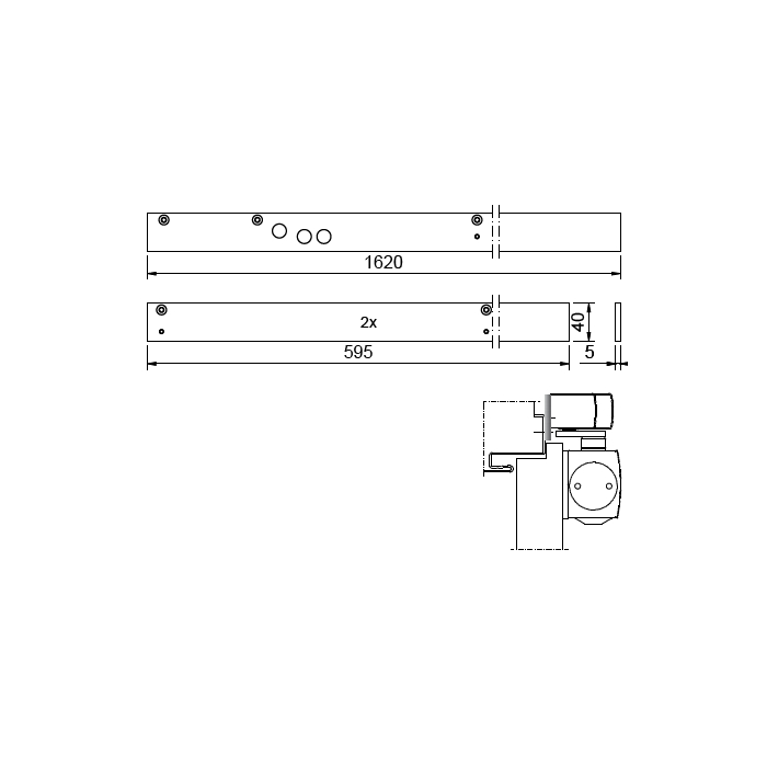 GEZE Montageplatte Gleitschiene TS 5000 L-ISM-VP und L-E-ISM-VPK
