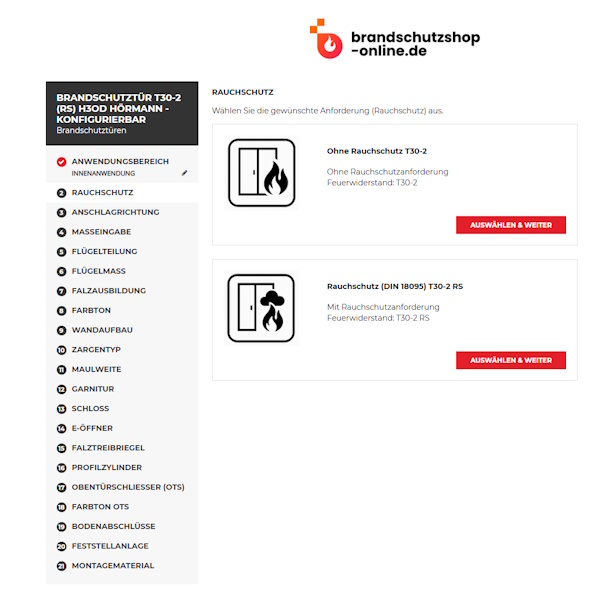 Konfigurator für Brandschutztüren